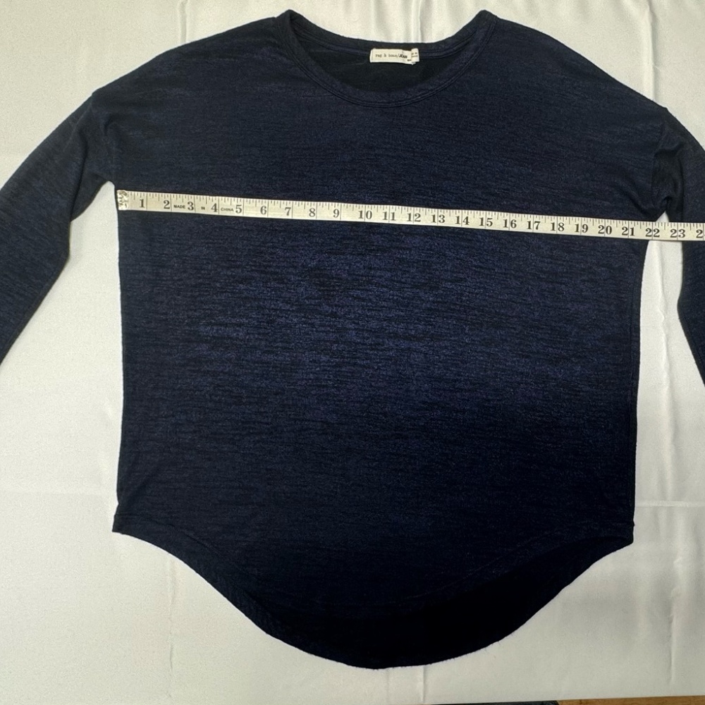 Rag and Bone Jean Tri-Blend Long Sleeve Curve Hem Tee - Size S. - Picture 11 of 15